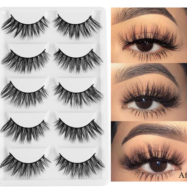 

5 pairs 3d faux mink hair false eyelashes natural long eyelashes extension handmade eye makeup tools