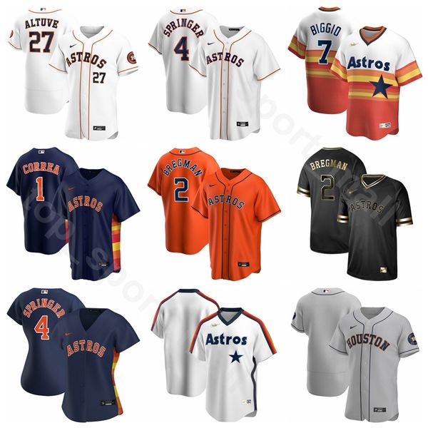 

2020 new houston baseball astros 27 jose altuve jersey 4 george springer 23 michael brantley 10 yuli gurriel 2 alex bregman verlander, Blue;black