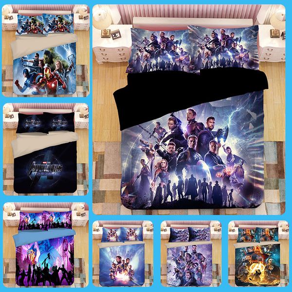 

2019 new bedding set 3pc iron-man printed duvet cover pillowcase single twin size girl boy bed linen