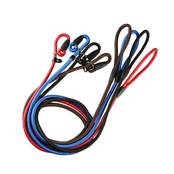 

new nylon rope dog whisperer cesar millan style slip training leash lead and collar red blue black 3 colors