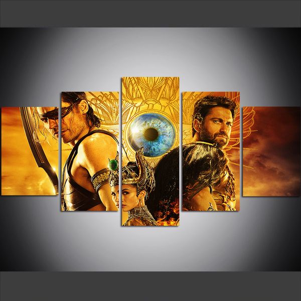 

5 piece large size canvas wall art pictures god egypt eye of horus print oil painting for living room paintings wall decor