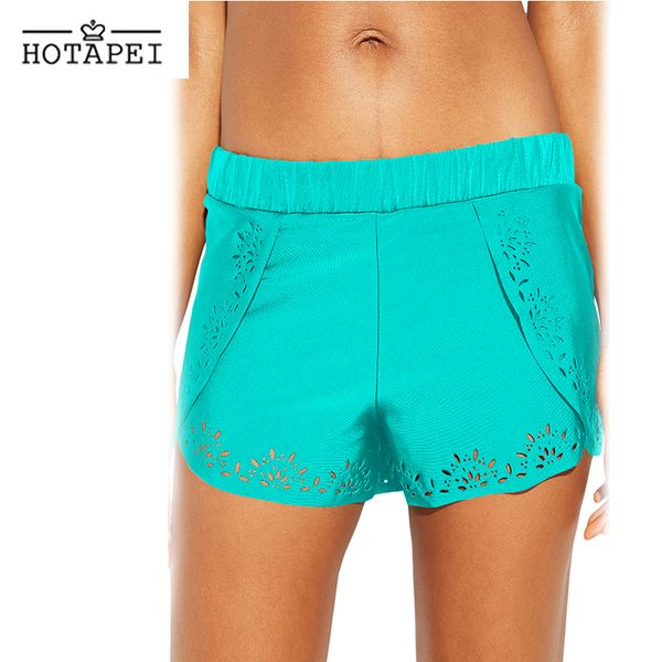 

pei women bikini bottom sky blue laser cut swim shorts summer beach pants swimwear female solid swimming boardshort lc411552