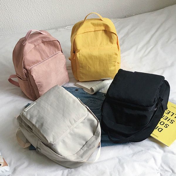 

1 pc school backpack teenage nylon solid color school bag large capacity girls boy double shoulder bag travel lapbackpack