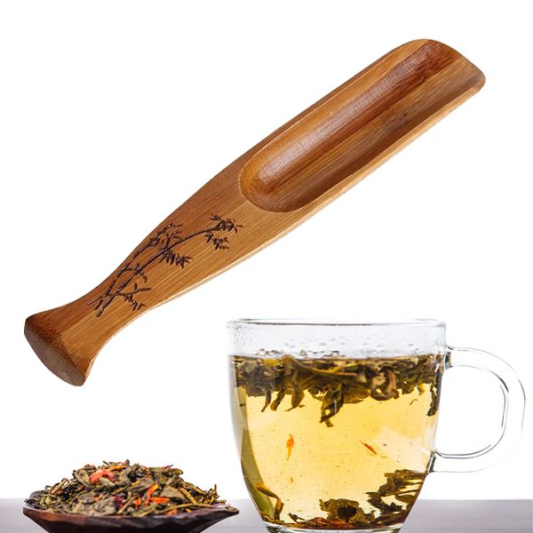 Pelle à thé en bambou naturel, cuillère à café noir, cuillère à thé en poudre, cuillère à thé, accessoires pour le thé chinois, préférence 238T, 1 pièce