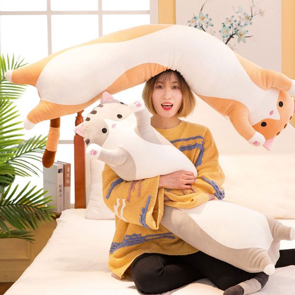 

cute plush cat doll soft stuffed kitten pillow doll toy gift for kids girlfriend peluche bambola lunga gatto htq99
