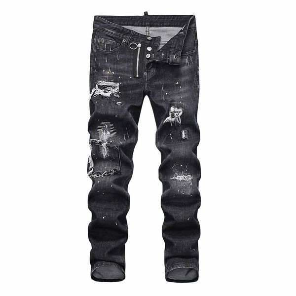 

mens designer jeans denim luxury black skinny ripped pants the version fashion italy brand bike motorcycle rock revival, Blue