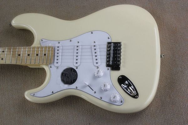 

left hand electric guitar milk yellow body maple fingerboard for left-handed