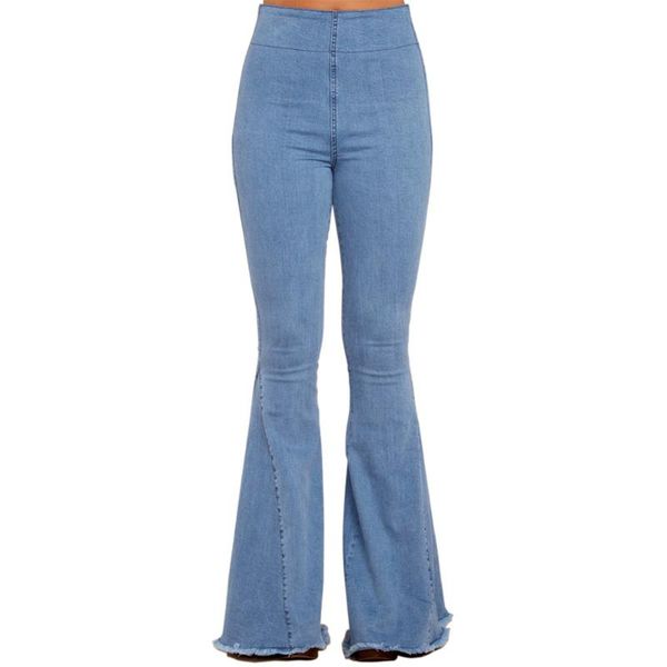 

джинсы женские большой размер весной и осенью новый стиль высокой талией европе и америке wide-ноги для похудения драпировать straight-cut, Blue