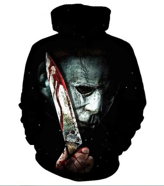 

новые моды для женщин / мужчин майкл майерс harajuku стиль смешные 3d печати вскользь толстовки unisex plus размер kk585, Black