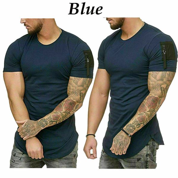 

mens fitness tight t shirt gym tee summer short sleeve plain blouse m-5xl
