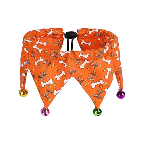 

adjustable soft pet pumpkin bone pattern halloween clown collars cat dog collar pet necktie harness decor puppy pet accessories