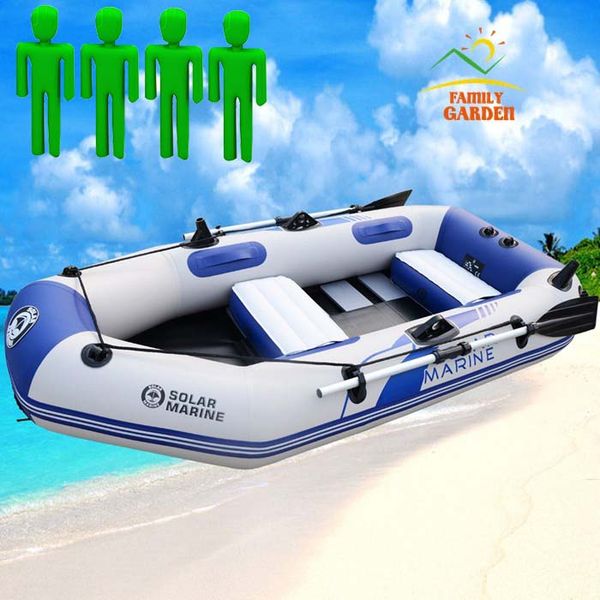 

2.6m four person wooden slats bottom floor inflatable fishing boat kayak canoe with alumium oar for drifting surfing sandbeach