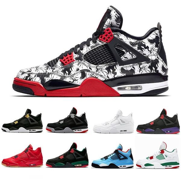 

4 4s men women basketball shoeswhite cement fire red bred pale citron singles day tattoo s travis altermate 89 black cat j4 sneakers