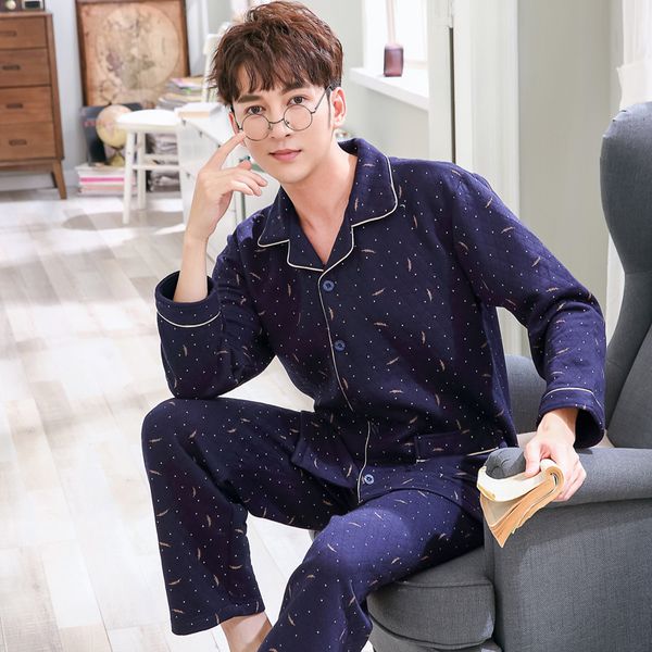 

winter cotton mezzanine pyjamas thick jackets men's pajamas set sleepwear pyjamas nightwear plus size -3xl quilted pijamas, Black;brown