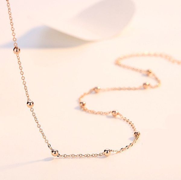 

fashion-silver-plated rose gold minority temperament chain personality mini bead necklace, Black