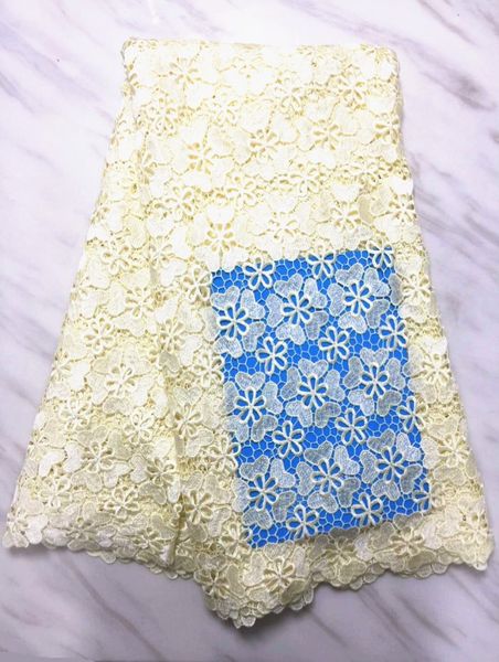 

5yards/pc beige flower design african water soluble lace embroidery french guipure lace fabric for dress bw11-4, Black;white