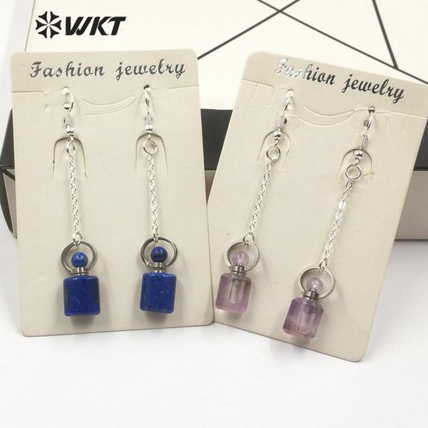 

wt-e582 wkt silver electroplated perfume bottle shape pendant earrings natural stone earrings women fashion jewelry