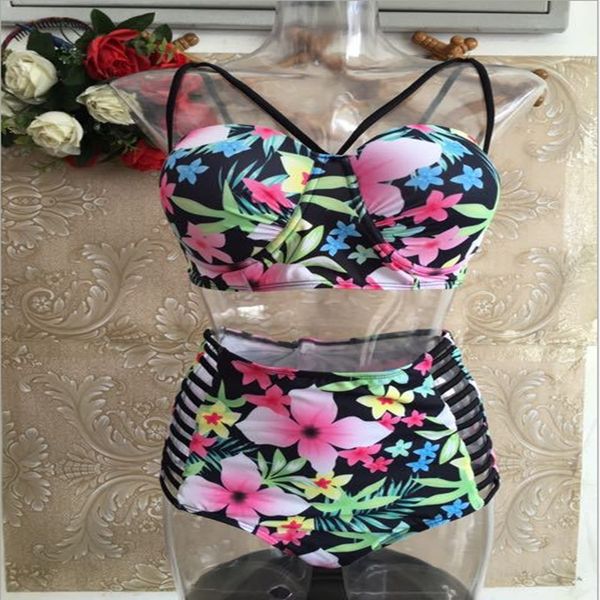 

plus fat lady bikini fat woman printed split swimsuit swimsuit bikini, White;black