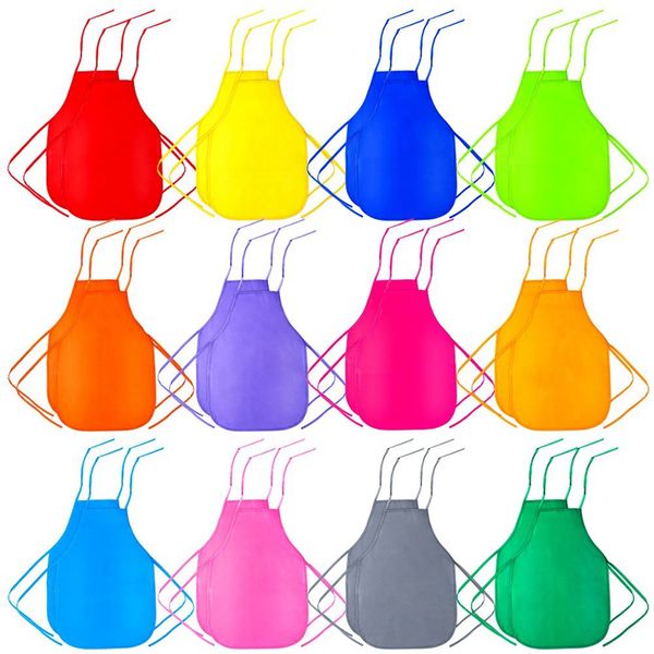

24 pieces children's artists fabric aprons for kitchen, classroom, community event, crafts and art painting activity