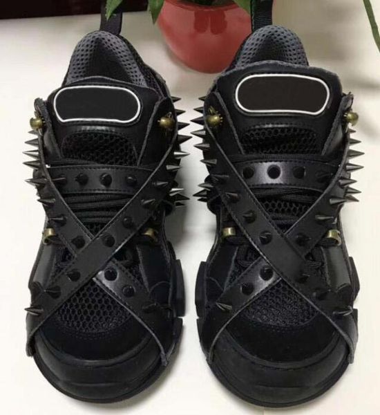 

spikes flashtrek designer sneaker with studs removable spikes mens luxury designer shoes fashion casual designer womens shoes sneakers a3, Black