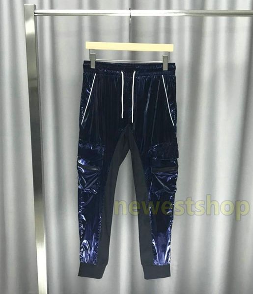 

autumn winter luxury france europe paris patchwork zipper pocket cool woven trousers casual men women hip hop embroidery logo cargo pants, Black