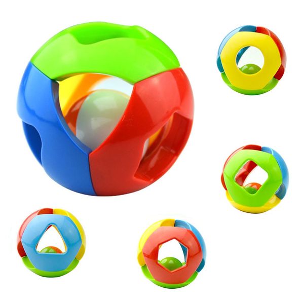 

soft plastic baby toys fun small jingle bells ball circle development baby intelligence training grip ability toys bed bells