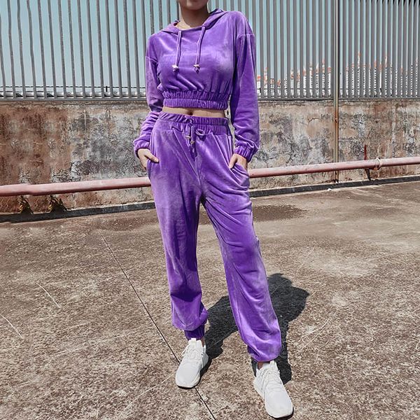 

women's tracksuit two piece set sweatshirt and pants womens keep warm long sleeve drawstring hooded sweatshirt pants set#g4, White;black