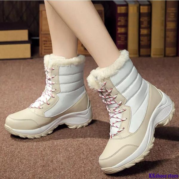 

women boots winter shoes women snow boots plus size platform winter female warm botas mujer 2020 white booties, Black