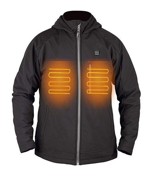 

12v 5000mah battery heated jacket kit winter men hiking hooded jackets waterproof heated coat windbreaker hunt clothes, Red