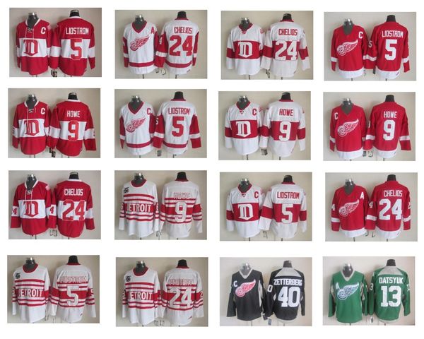 

Men Detroit Red Wings Jersey #13 Pavel Datsyuk #9 Gordie Howe #5 Nicklas Lidstrom #24 Chris Chelios Colour Red White Black Green jerseys