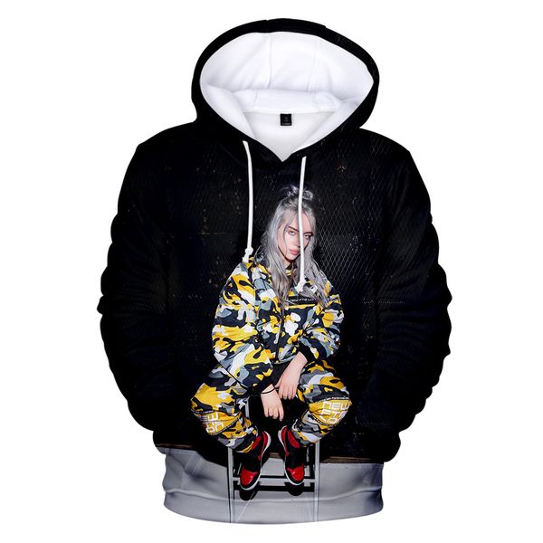 

black character wild harajuku fashion billie eilish 3d spring ladies men's hoodies casual sweatshirt autumn warm girls pullover