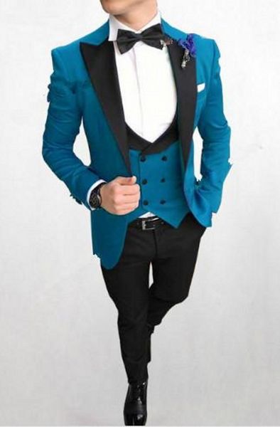 

new arrival 3 piece suit men wedding tuxedos peak lapel groom tuxedos fashion men business dinner prom blazer(jacket+pants+tie+vest) 892, Black;gray
