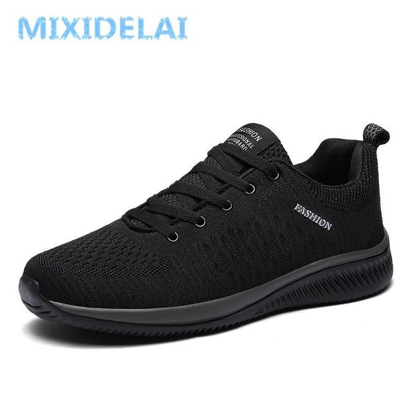 

mixidelai new mesh men casual shoes lac-up men shoes lightweight comfortable breathable walking sneakers tenis feminino, Black
