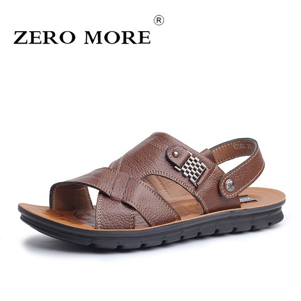 

zero more mens shoes split leather designer sandals summer slipper men shoes beach rome gladiator slip sandals men large sizes, Black