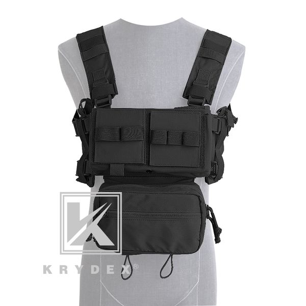 

krydex black mk3 tactical chest rig mini spiritus hunting vest ranger tactical carrier vest with magazine pouch, Camo;black