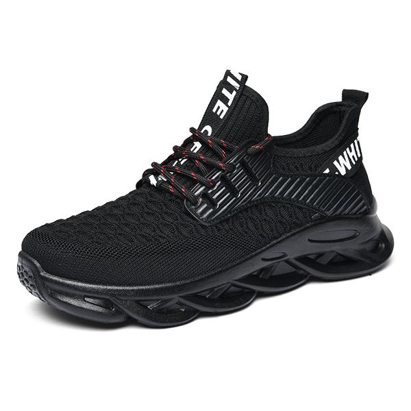 

spring korean trend men's shoes fashion casual sports shoes mesh breathable flying woven fashion wild student running shoe, Black