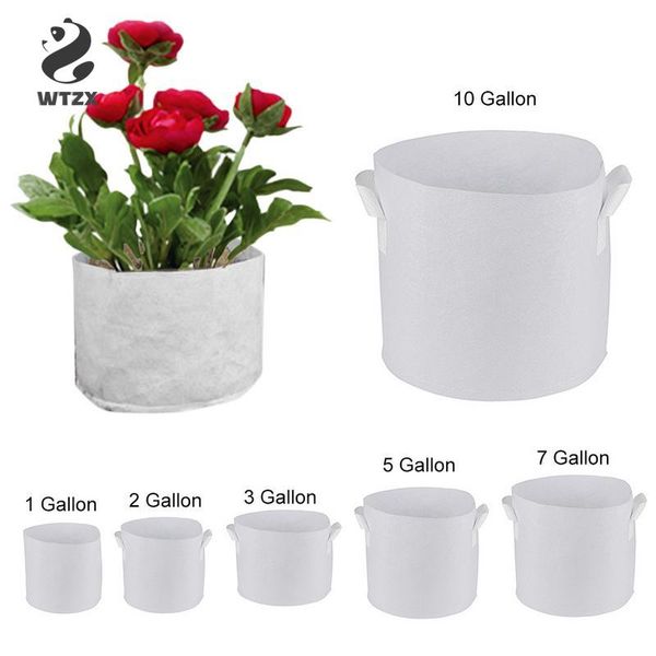 

5pcs/lot garden pots planters grow bags round non-woven fabric pot plant pouch root container grow bag aeration garden container