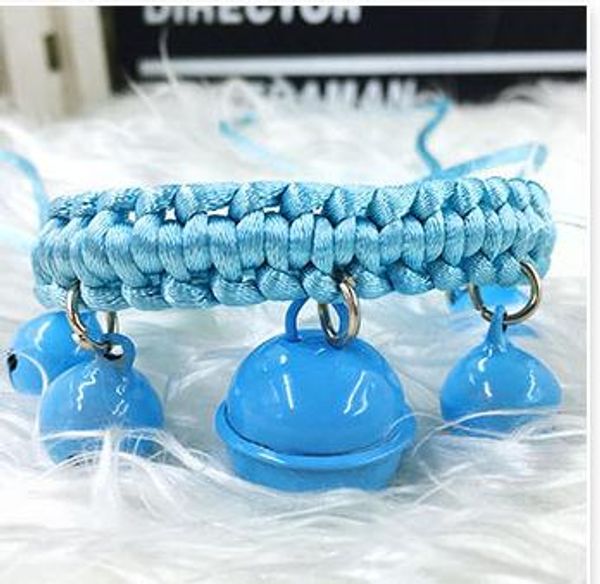 

hand-woven grinding bell dog collar pet bell necklace creative braided rope candy color bells dog cat collars puppy teddy necklaces
