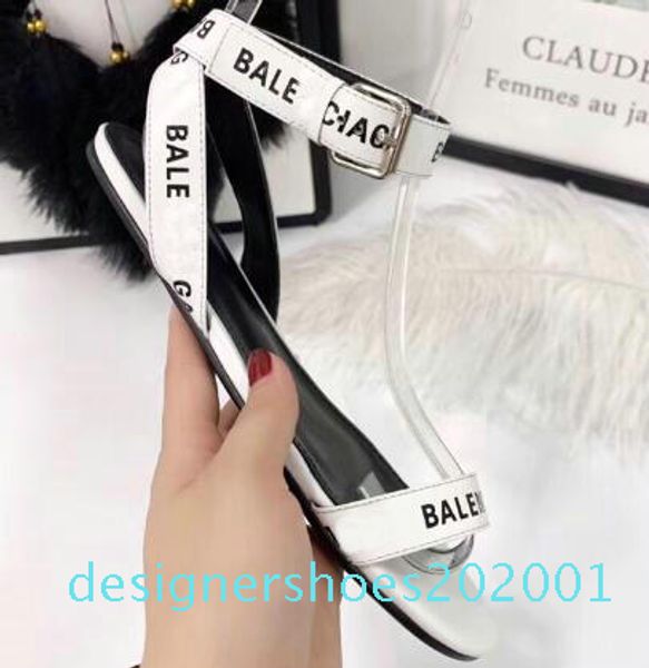 

2020 ladies flat sandals designer design slide female slippers gladiator leather ladies drag letter decoration d01, Black