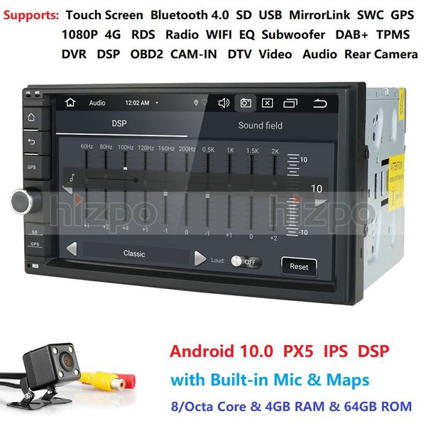 

octa core android 10.0 wifi double 2 din car no dvd player radio stereo gps navigation mirror-link fm/am swc wifi 4g dab+ dsp bt car dvd