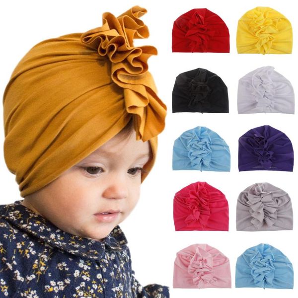 

2020 children summer accessories fashion newborn toddler kid baby boy girl turban cotton beanie solid ruffle candy color hat cap, Slivery;white