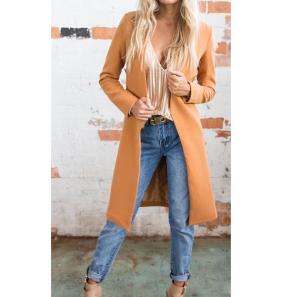 

2019 fashion new jackets women office lady outwear winter warm long windbreaker parka coat outwears cardigan jacket, Black