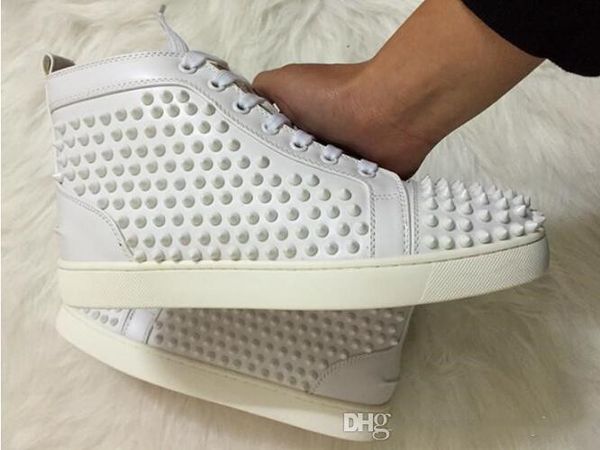 

autumn fashion skateboard shoes fashion luxury red bottom studded spikes men's women's flats high red sole rivets trainers free, Black