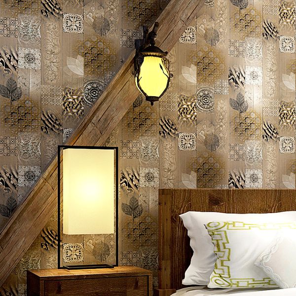 

3d bump unique antique wood grain wallpaper study bedroom living room background american classic chinese style pvc wallpaper