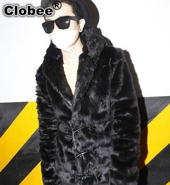 

cloth 2019 autumn winter faux fur coat long sleeve hooded 2019 couple outfits horn button black leather jacket x659