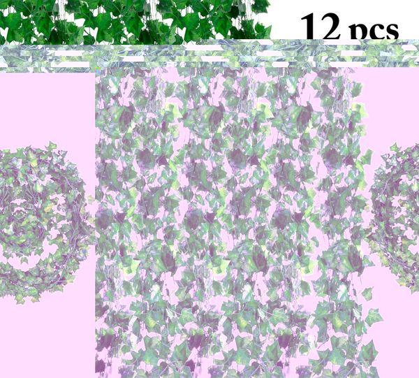 

12 branch simulation plants artificial ivy silk fake hanging vine plant leaves garland for wall decor pgraphy props new year