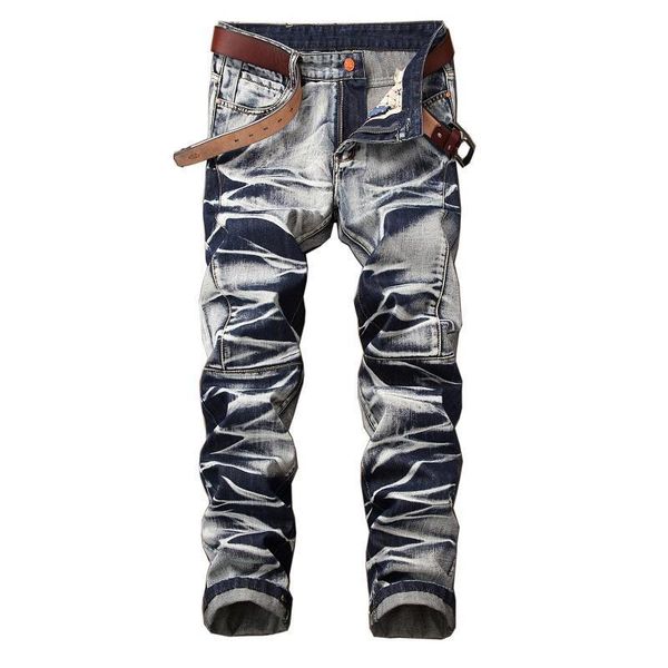 

ђникалного мђжкого vintage scratched jeans fashion designer tie dye slim fit straight leg джинове бѬки бѬк Blue