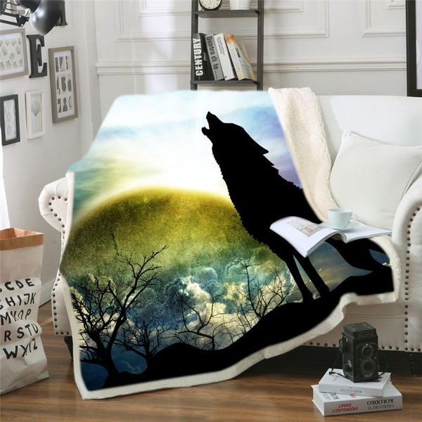 

теплое одеяло wolf лес офис тв одеяло на диване couch шерпа руно бросьте выборочная большая кровать обложка для девочек подростков 150x200cm
