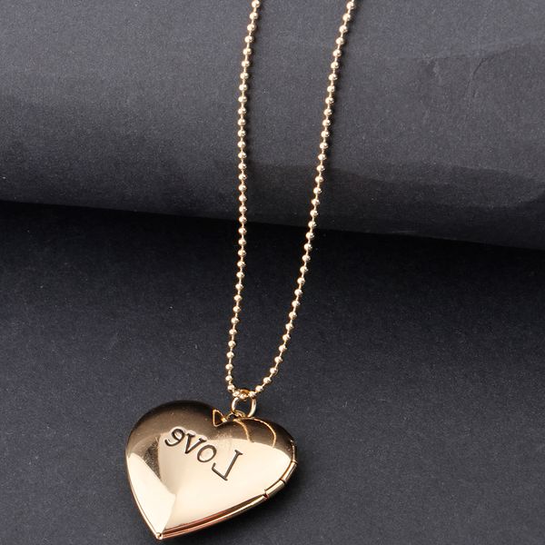 

p picture frame wolf head pattern keepsake pendant memorial necklace, Silver