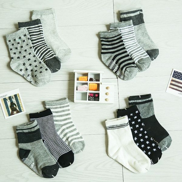 

muqgew 12 pairs non skid ankle cotton socks baby stripes star sneakers crew socks non skid ankle cotton baby, Black